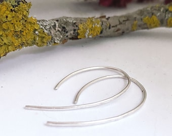 thin hoop earrings silver, 925 real silver earrings, minimal jewelry