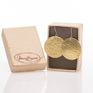 round earrings from hammered brass image 1