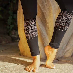 Leggins Baumwolle, Yoga Leggins, Leggins Print Schwarz