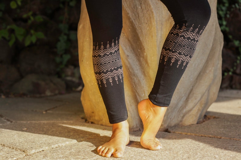 Leggins Baumwolle, Yoga Leggins, Leggins Print Schwarz