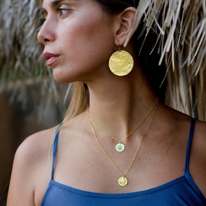 round earrings golden, brass earrings, boho earrings 画像 8