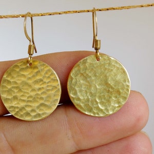 round earrings golden, brass earrings, earring gold, large earrings image 8