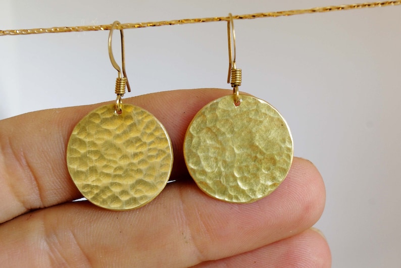 round earrings golden, brass earrings, earring gold, large earrings image 8