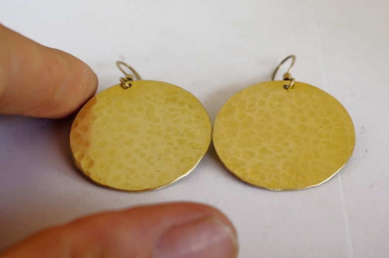 round earrings golden, brass earrings, earring gold, large earrings image 4