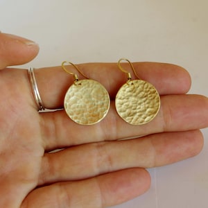 round earrings from hammered brass image 4