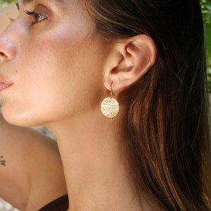 round earrings from hammered brass image 5