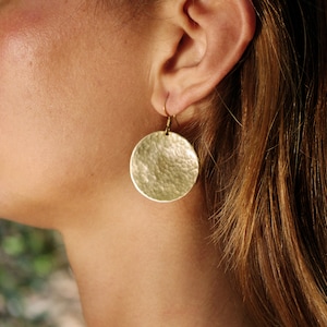 round earrings golden, brass earrings, boho earrings 画像 5