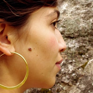 Big hoop earrings, flat back earring, golden hoops, large hoops