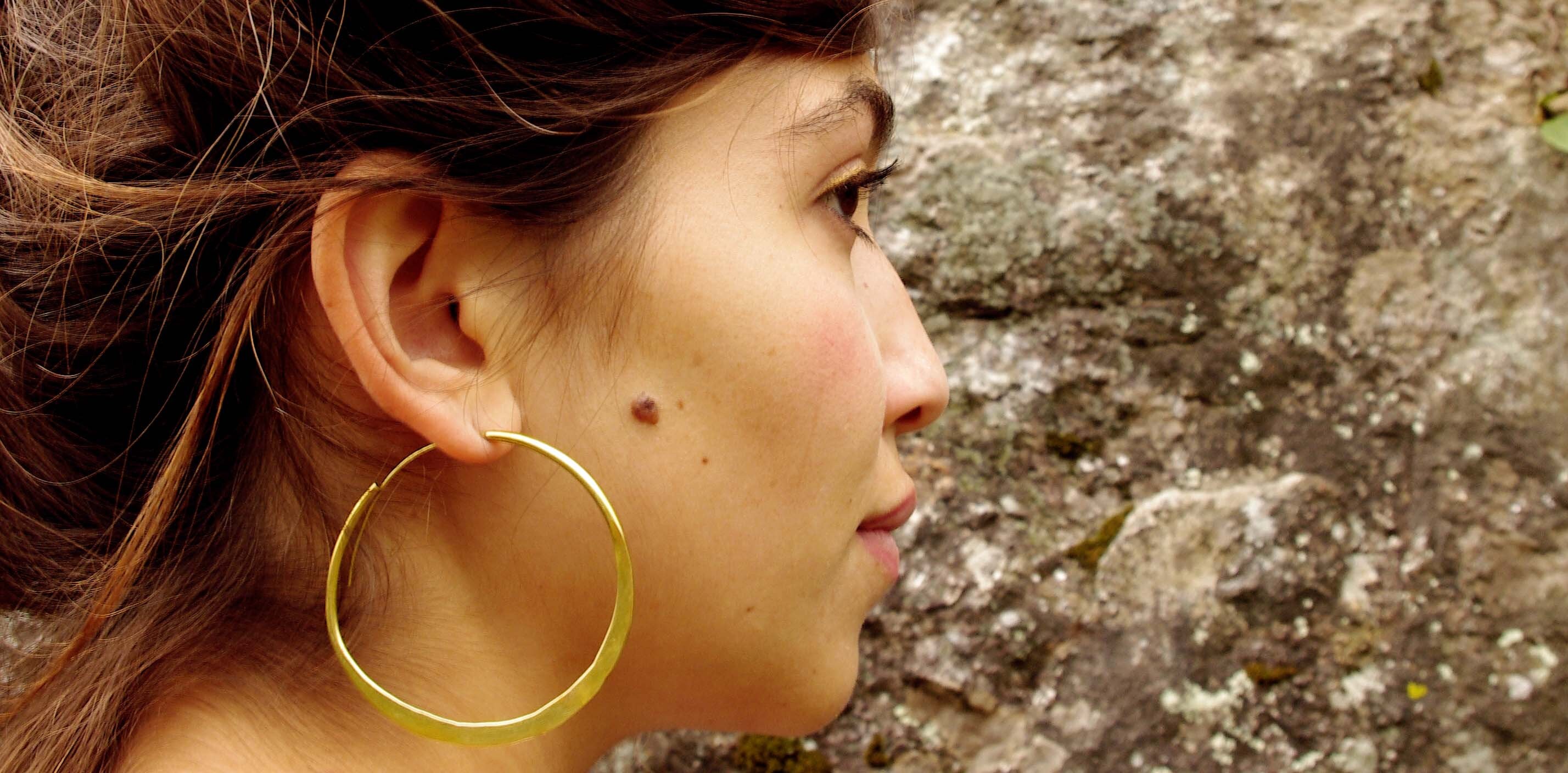 Big Gold Hoop Earrings – Extra Large Wide Gold Tone, Leverback, Lightweight