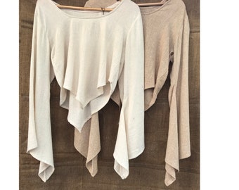 White Long Sleeve Top in Boho Clothing Style