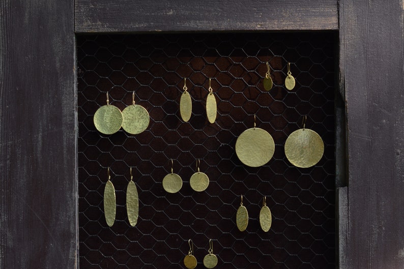 round earrings from hammered brass image 8