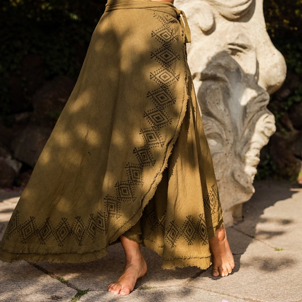 B-goods - long wrap skirt, gypsy skirt, festival clothing, earthy wrap skirt