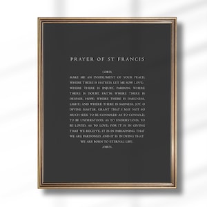 St. Francis Prayer Print: Black Christian Wall Art, Catholic Home Decor