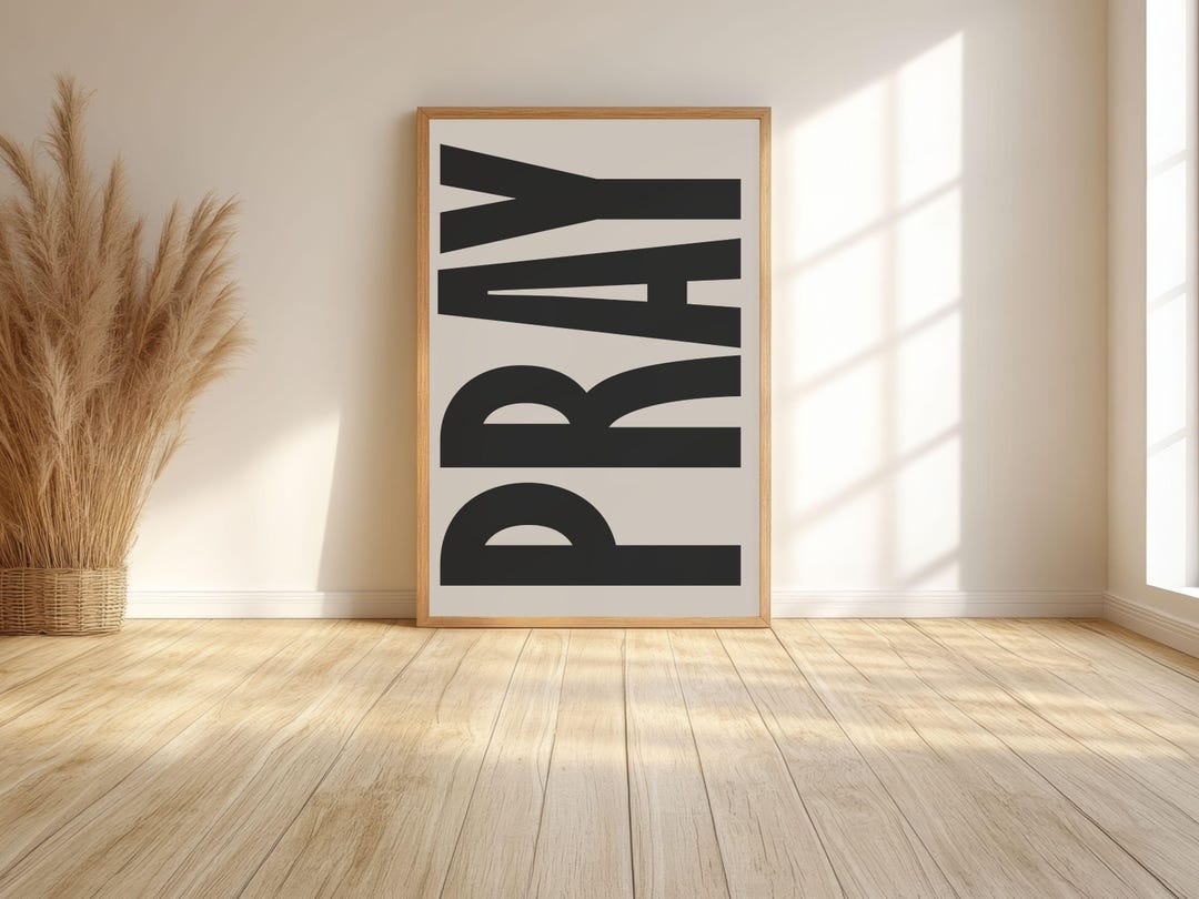 Beige PRAY Wall Art: Minimalist Christian Bible Verse Print - Etsy