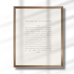 Prayer of St. Francis Print: Beige Christian Wall Art, Catholic Home Decor