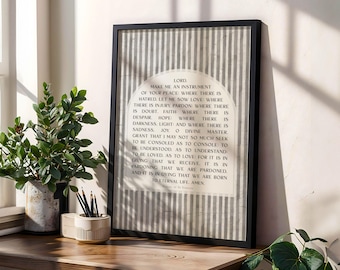 St Francis Prayer Art Print: Catholic Scripture, Christian Home Decor