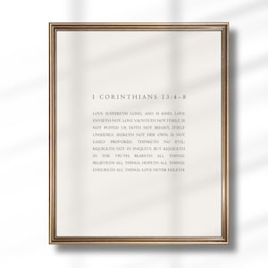 1 Corinthians 13:4-8 Print | Beige Christian Scripture, Love Is Patient