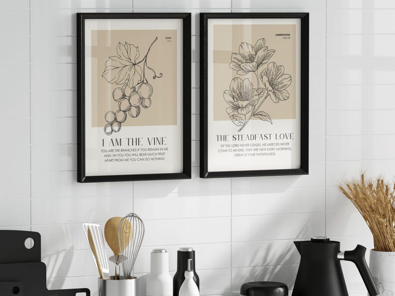 I Am the Vine Bible Verse Print, John 15:5, Christian Home Decor - Etsy