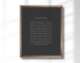 Beatitudes Matthew 5 Scripture Print: Minimalist Christian Home Decor