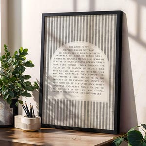Psalm 23 Wall Art Christian Scripture Poster Religious Home Decor Bible Verse Print Faith Based Room Decoration Minimalist Christian Gift