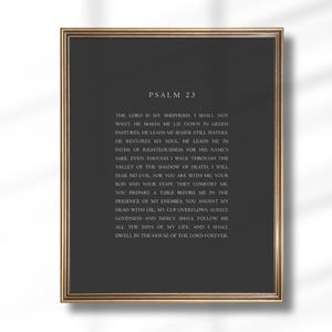 Psalm 23 Print Bible Verse Christian Wall Art Black Scripture Poster Minimalist Religious Home Decor Inspirational Faith Gift