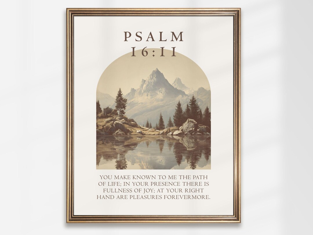 Psalm 16:11 Bible Verse Wall Art Print, Mountain Landscape Christian ...