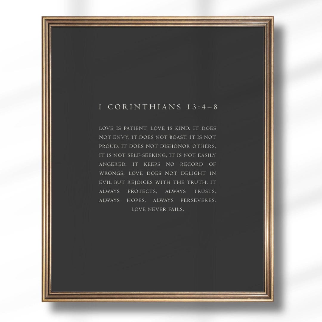 1 Corinthians 13:4-8 Wall Art | Christian Scripture Print - Etsy
