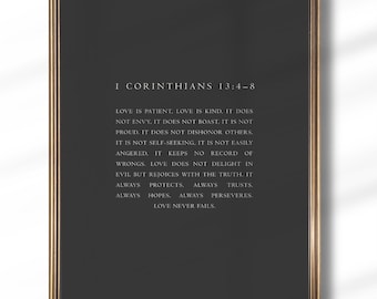 1 Corinzi 13:4-8 Arte murale / Stampa delle Scritture cristiane