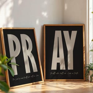 Conjunto de carteles PRAY / Impresión giclée de versículos bíblicos minimalistas