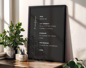 Serenity Prayer Print: Minimalist Christian Wall Art