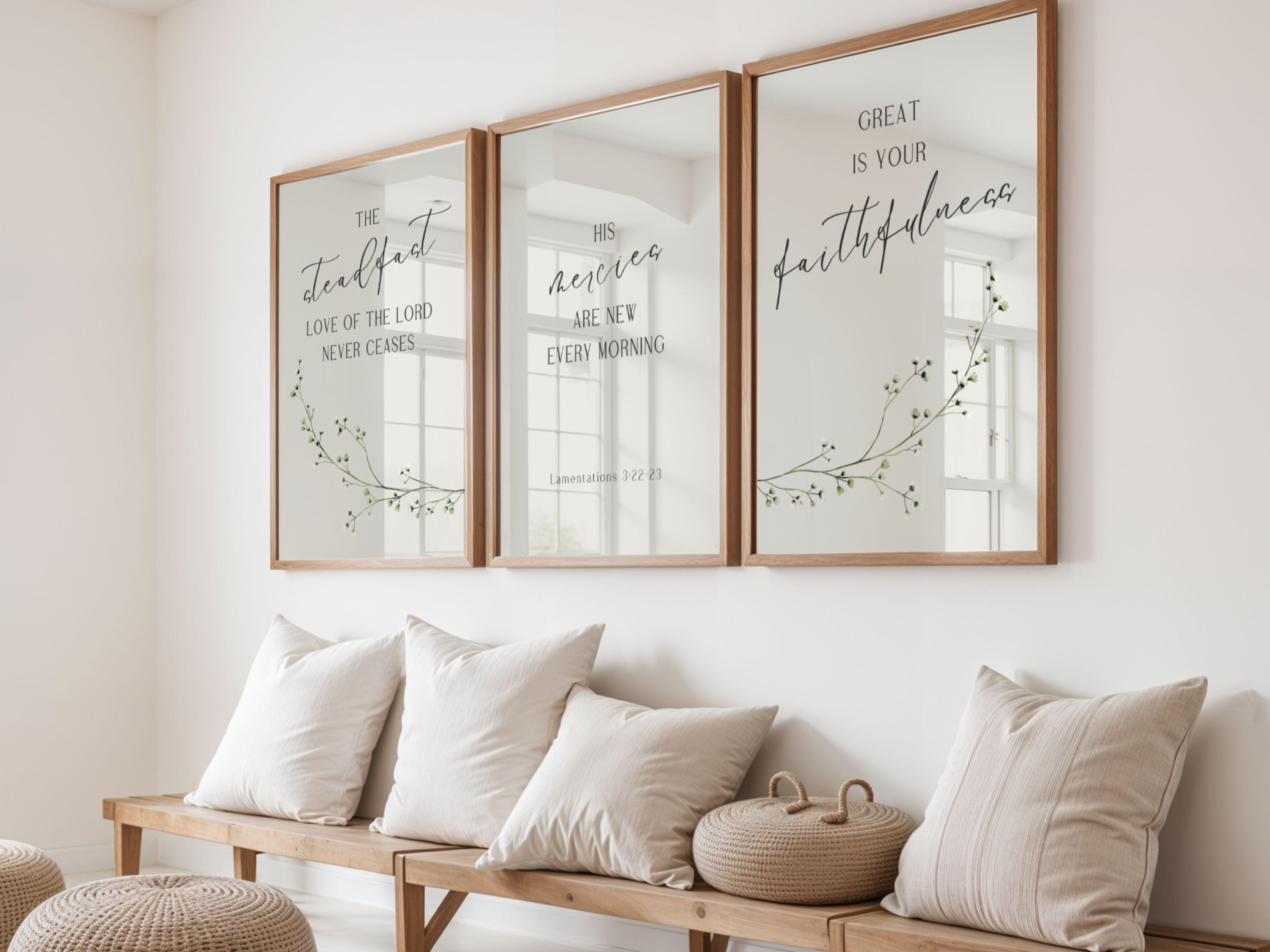 Lamentations 3:22-23 Scripture Print Set, Floral Christian Wall Art - Etsy