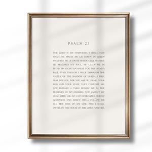 Psalm 23 Print Bible Verse Christian Wall Art Beige Scripture Poster Minimalist Religious Home Decor Inspirational Faith Gift