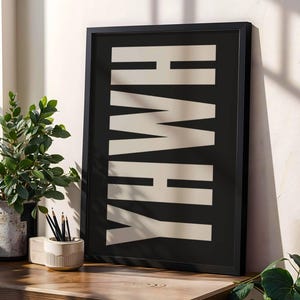 YHWH Väggkonsttryck - Svart kristen poster Minimalistisk bibeldekor Modern tro Typografi