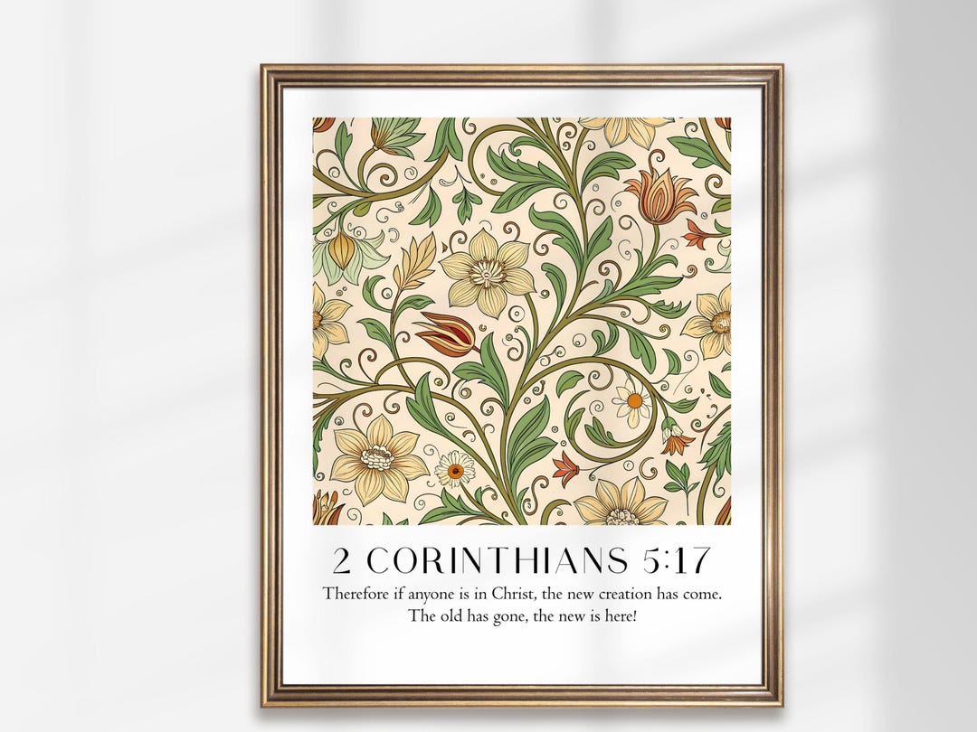 2 Corinthians 5:17 Scripture Print – Floral Christian Wall Art - Etsy