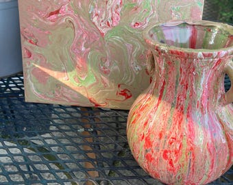 Fluid Art Vase and Canvas Set