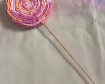 Swirl Lollipop Stick - Faux Yarn Lollipop - Made to order - Custom Colors by Request