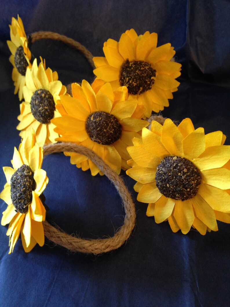 Sunflower Napkin Rings Table Decor Flatware and Napkin Etsy