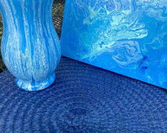 Fluid Art Vase and Matching Canvas