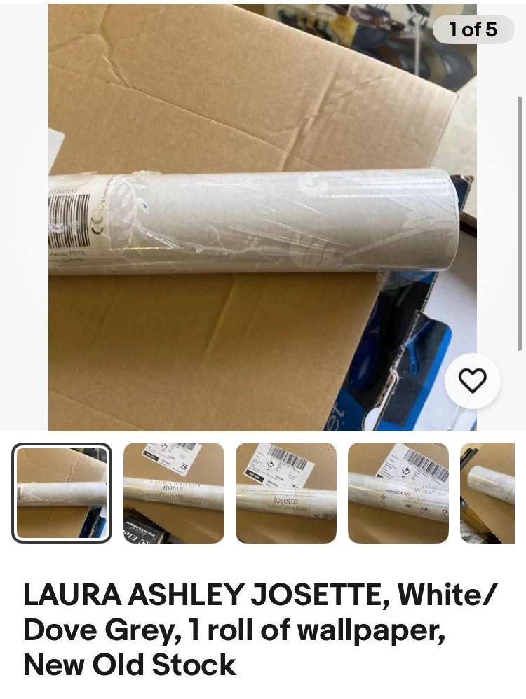 Store Romain Laura Ashley Josette Blanc/gris - Sur Mesure - Fait Main - Neuf