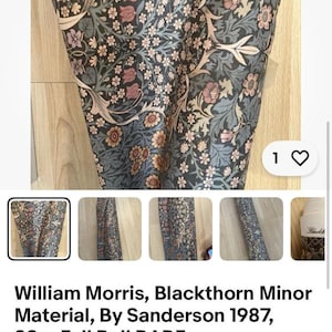 William Morris “Blackthorn Minor” vintage fabric by Sanderson, c1987, 30 metres roll, price by the metre.