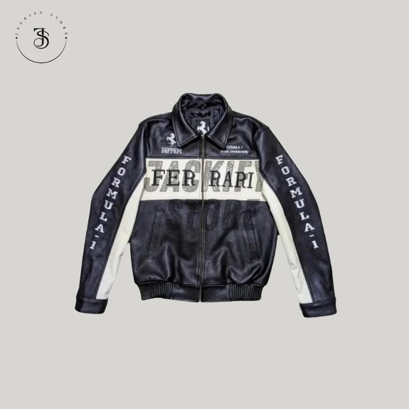 Ferrari Racing Leather Bomber Jacket: F1 Motorsport Outerwear