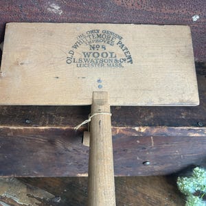 Antique Wool Carder, Primitive Old Whittemore Wood Wool Brush L.S. Watson and Sons Wool Comb