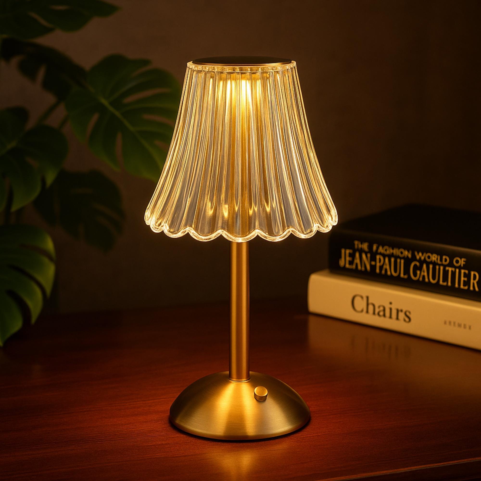 Vintage Glass Touch Lamp – Retro Table Light for Bedroom, Warm LED Nightstand Lamp, Cozy Art Deco Lighting-Gift for Her/Him