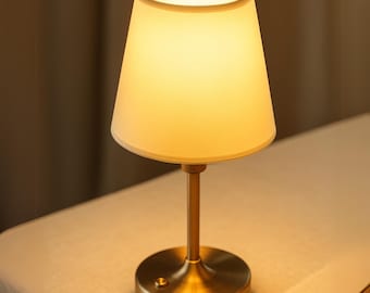 Cordless LED Table Lamp – USB Rechargeable 5200mAh | Fabric Shade | Warm Light 2200K | Bedside, Dining, Modern Home Decor Living Room