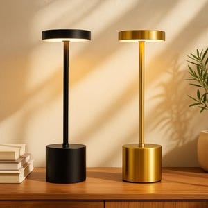 LED Touch Table Lamp USB Rechargeable – Dimmable Night Light for Bedroom, Office, Hotel, Restaurant – Matte Black or Brushed Gold