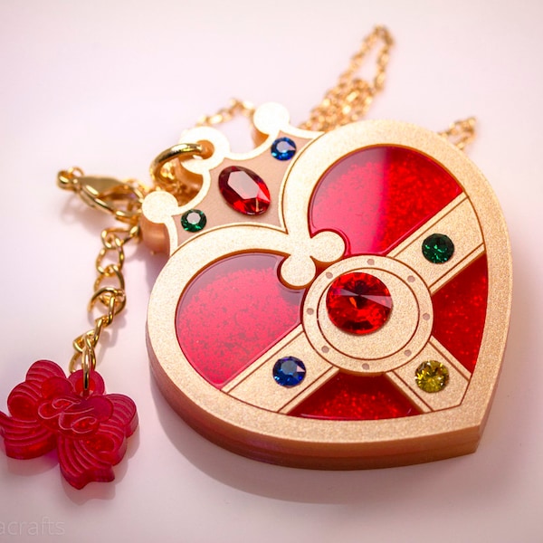 Cosmic Heart Compact Laser Cut Acrylic Sailor Moon Inspired Necklace or Keychain