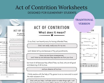 Act of Contrition Worksheets for Kids