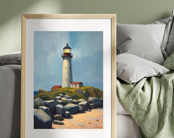 Láminas de arte costero de faro: Decoración náutica vintage (descarga digital)