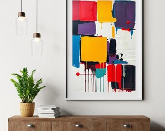 Abstract Drip Art Print: 80s Geometric Wall Decor, Set of 3 (Digital Download)