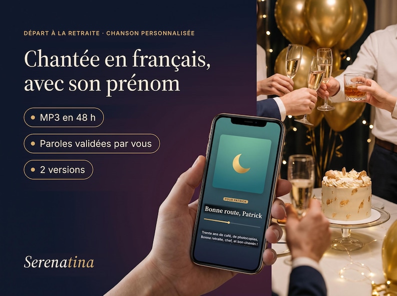 Custom Retirement Song Sung in French, Personalized Farewell Gift for ...